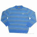 Boy's Crew Neck Stripe Pullover/Sweater, Made of 50% Cotton and 50% Acrylic